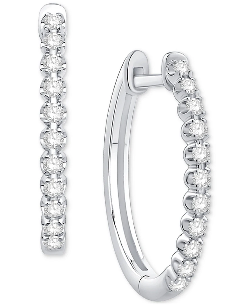 Diamond Small Hoop Earrings (1/3 ct. t.w.) 10k White Gold or Yellow