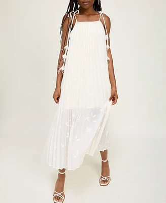 En Saison Women's Sadie Pleated Embroidered Maxi Dress