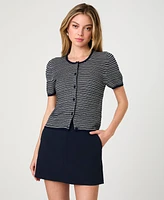 French Connection Women's Zig Zag Striped Knit Cardigan