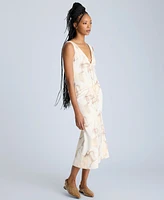 Kenneth Cole Women's Printed Tie-Detail Midi Dress