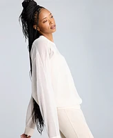Kenneth Cole Women's Sheer Oversized Crewneck Pullover