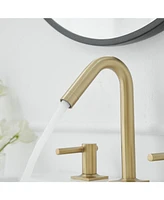 8 in. Widespread Double Handle High-Arc Bathroom Faucet Water-Saving With Drain Kit Brushed Nickel