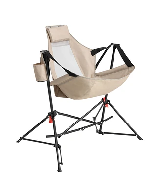 Hammock Camping Rocking Chair, Portable, Adjustable, with Pillow & Bag - Khaki