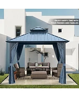 10x10ft patio gazebo, aluminum frame, steel canopy, outdoor permanent hardtop