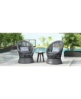 Gray swivel wicker lounge chairs (set of 2), Modern, rattan/iron frame