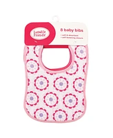 Luvable Friends Baby Girl Cotton Terry Bibs 8pk, Geometric Girl, One Size