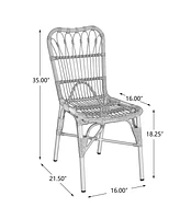 Outdoor Wicker Patio Dining Chairs (Set of 2), Natural