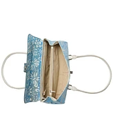 Brahmin Dayan Bellbottom Blue Lucent Medium Leather Satchel