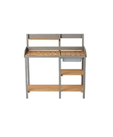 Outdoor potting bench with cabinet