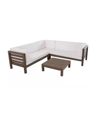Acacia Wood V-Shaped Outdoor Sectional Sofa Set