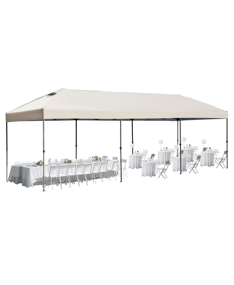 10x30 Pop-Up Canopy with Sidewalls, Wheeled Bag, Khaki