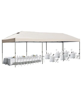 10x30 Pop-Up Canopy with Sidewalls, Wheeled Bag, Khaki