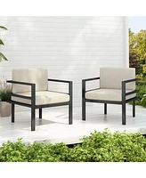 [Set of 2] 27,7" Modern Outdoor Lounge Chair with Aluminum Frame