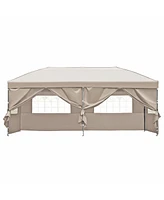 10x20 Khaki Pop Up Canopy Tent with Sidewalls & Wheeled Bag