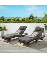 Outdoor Wicker Reclining Lounge Chairs (Set of 2) - Beach, Pool, Garden