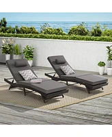 Outdoor Wicker Reclining Lounge Chairs (Set of 2) - Beach, Pool, Garden