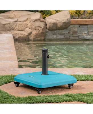 Teal Concrete Umbrella Base - Outdoor Patio Stand
