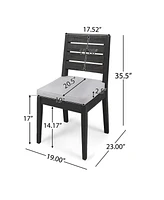 Outdoor 6-Seater Acacia Wood Dining Set with Bench,Dark Gray/Light Gray