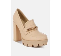 y2k chunky high block heeled loafers