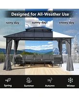 10x12FT Hardtop Gazebo, Aluminum frame, polycarbonate roof