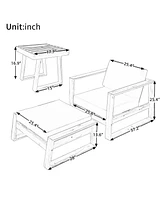 Acacia Lounge Set, Chair & Ottoman, Patio/Balcony/Garden