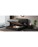 Queen Size Upholstered Platform Bed with Hydraulic Storage System,No Box Spring Needed,Black