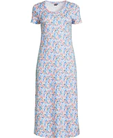 Lands' End Women's Cotton Short Sleeve Midcalf Nightgown