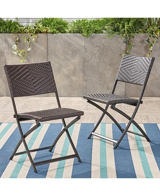 Folding Wicker Patio Dining Chair - Brown