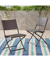 Folding Wicker Patio Dining Chair - Brown