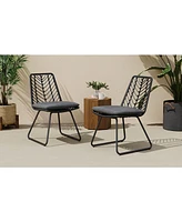 Rattan & Iron Outdoor Dining Chairs - Set of 2