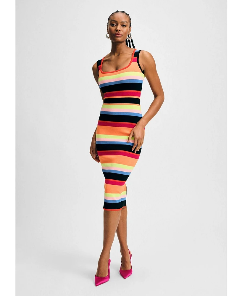 Isaac Mizrahi Women's Striped Rib Sweater Midi Dress