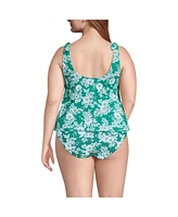 Lands' End Plus Tie Shoulder Flutter Tankini Top