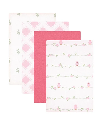 Luvable Friends Baby Girl Cotton Flannel Receiving Blankets