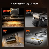 Roborock F25 Rt Cordless Wet Dry Vacuum Cleaner, Lightweight Floor Washer with 20,000 Pa Suction Power, Hot Water Self-Cleaning & Drying, Edge Cleanin