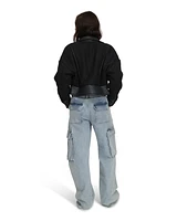 Belle & Bloom Women's Mad Love Cropped Bomber Jacket