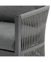 [Set of 2] Modern Gray Curved Aluminum Lounge Chair