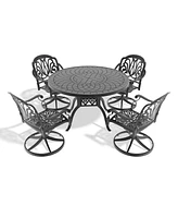 5-Pc Cast Aluminum Dining Set, 4 Swivel Chairs
