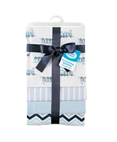 Luvable Friends Baby Boy Cotton Flannel Receiving Blankets, Train 4-Pack, One Size