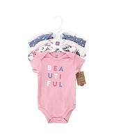 Touched by Nature Baby Girls Cotton Bodysuits, Bubblegum Floral, Preemie