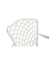 3-Piece White Patio Bistro Set, Cast Aluminum Table & 2 Chairs, Umbrella Hole