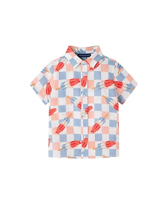 Andy & Evan Toddler Boys Toddler/Child Crosshatch Checkered Pop Buttondown Shirt