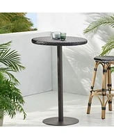 Outdoor 26" Round Pe Rattan Bar Table, Multibrown