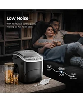 Cowsar Countertop Ice Maker,26Lbs/24H,9 Cubes 6 Mins,Portable Machine with Scoop and Basket,2 Sizes of Bullet Cube for Home Kitchen Off