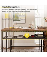 3-Piece Dining Table Set for 4, 47inch Kitchen Table with 2 Benches