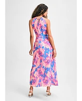 Isaac Mizrahi Women's Halter Tie Waist Ankle Length Dress