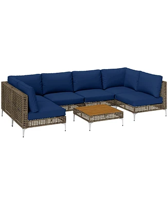 Outsunny 7 Piece Wicker Patio Furniture Set Outdoor Sectional, /