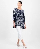 Jm Collection Women's Printed Asymmetric Blouse, Exclusively at Macy's