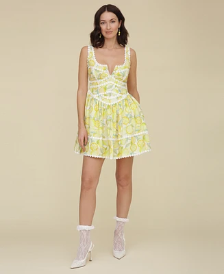 Avec Les Filles Women's Printed Sleeveless Fit & Flare Mini Dress
