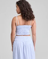 And Now This Women's Smocked Seersucker Tie-Strap Top, Exclusively at Macy's