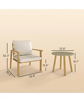 Outsunny 3 Piece Patio Set, Wood Effect Metal Bistro Set,